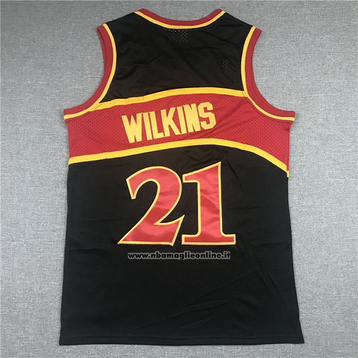 Maglia Atlanta Hawks Dominique Wilkins #21 Mitchell & Ness 1986-87 Nero